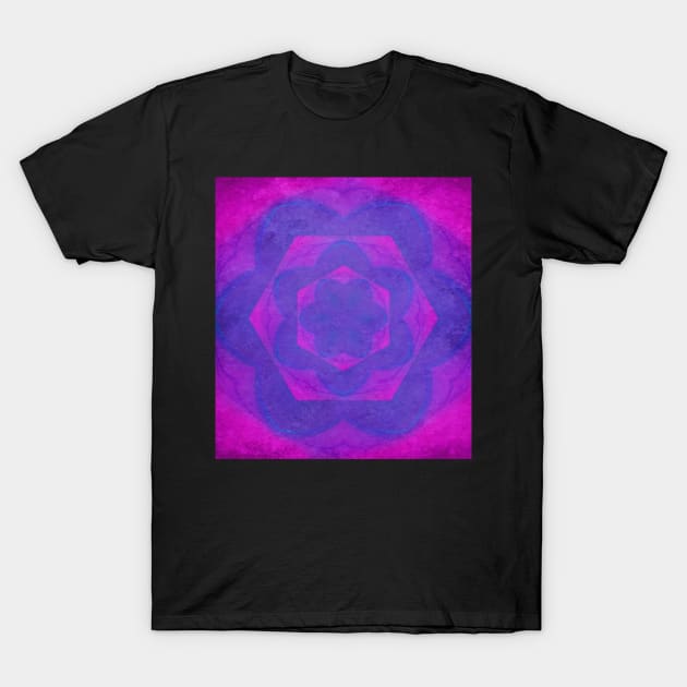 Hot pink and purple kaleidoscope with texture T-Shirt by hereswendy